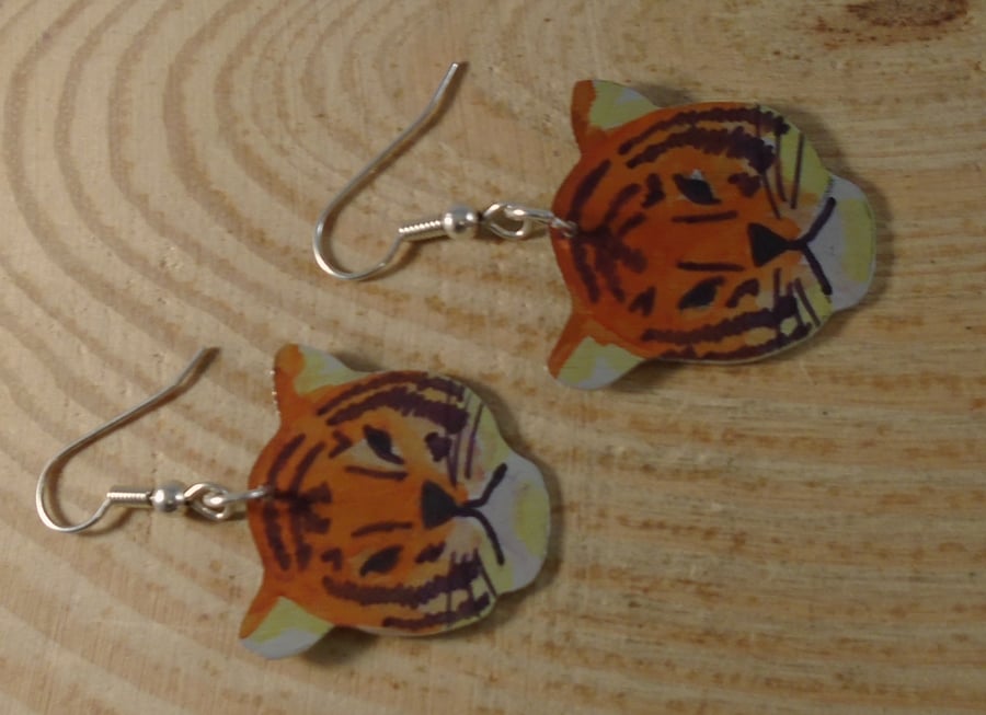 Anodised Aluminium Tiger Drop Earrings AAE042004