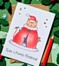 Funny Santa cat Christmas card, Meowy Christmas! Friend merry Christmas cat card - Image 4