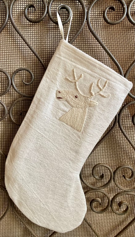 Hand Embroidered Christmas Stocking