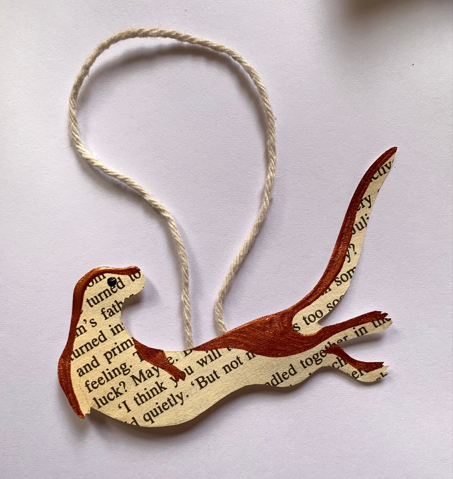 Paper Otter Decoration, Hanging Animal Holiday Ornament