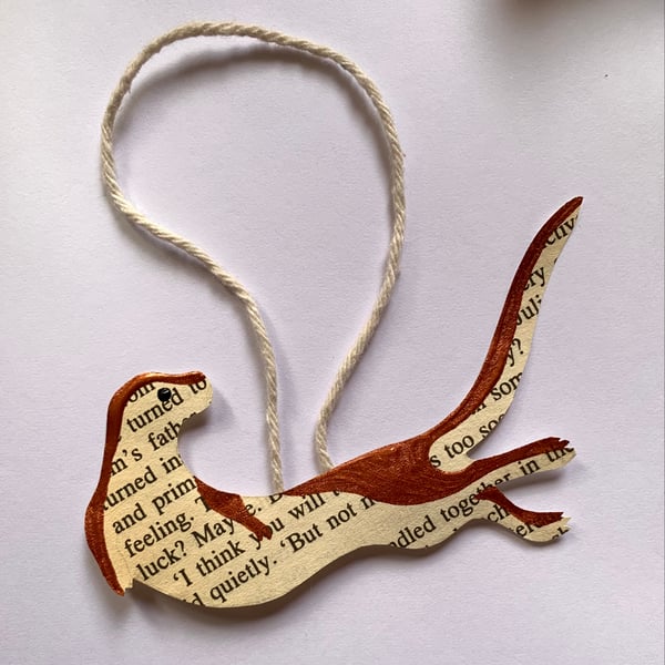 Paper Otter Decoration, Hanging Animal Holiday Ornament