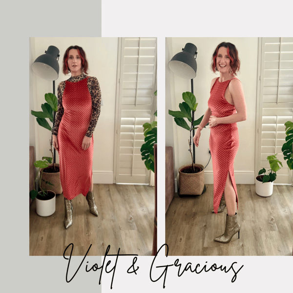 Rose Gold Velvet Bodycon Dress . Halter Neck Dress . Midi Dress