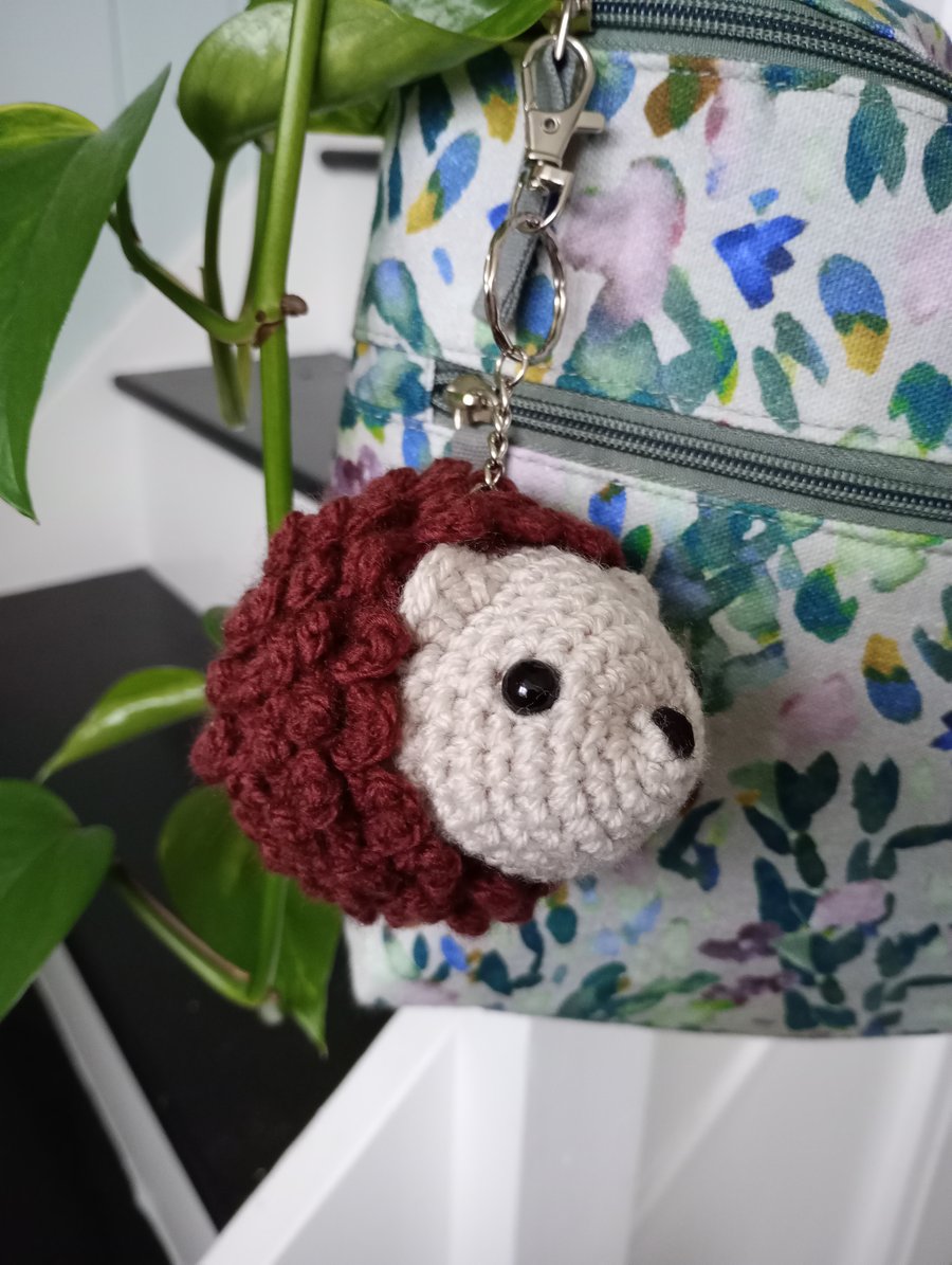 Hedgehog crochet amigurumi keyring bag charm
