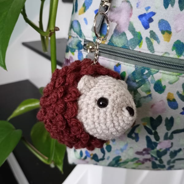 Hedgehog crochet amigurumi keyring bag charm