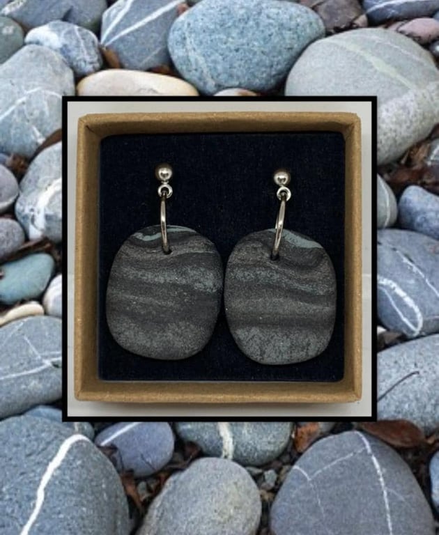 Beach stone lightweight clay earrings