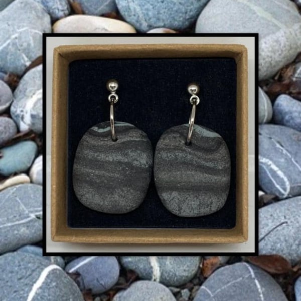 Beach stone lightweight clay earrings