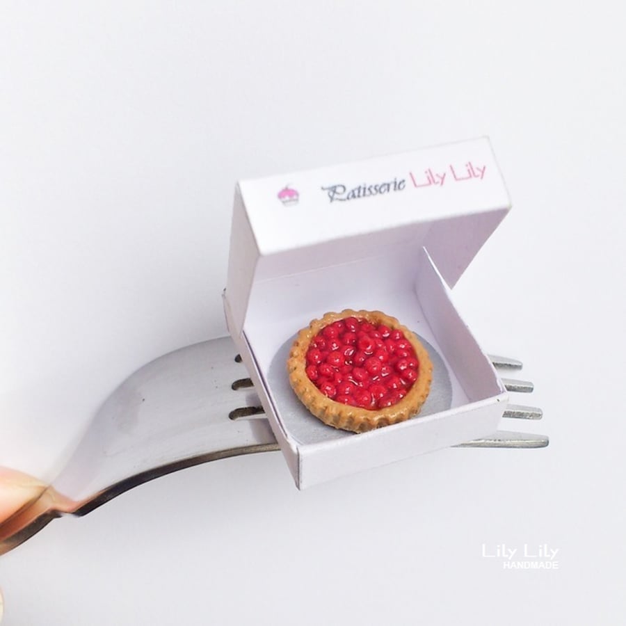 Red Cherry Tart, miniature,1:12 scale, handmade
