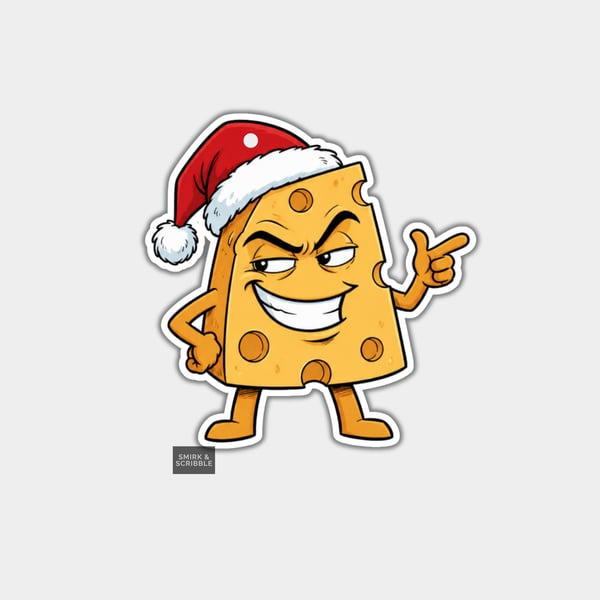 Unique Funny Christmas Gift Tags For Adults, 6pk - Cheeky Cheese In Santa Hat