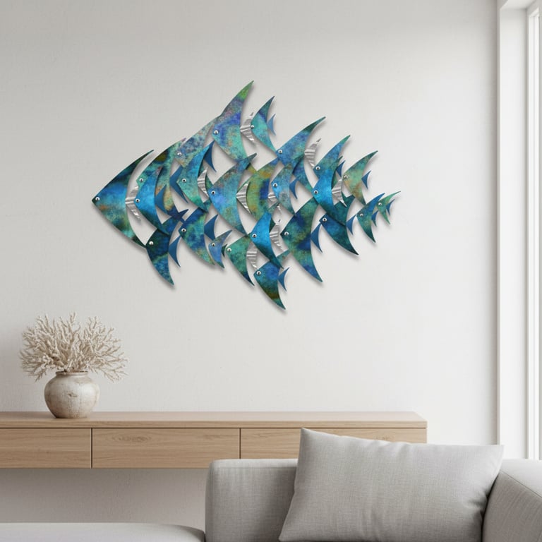  Handcrafted Stainless Steel Fish Wall Art – Vibrant Nautical Decor