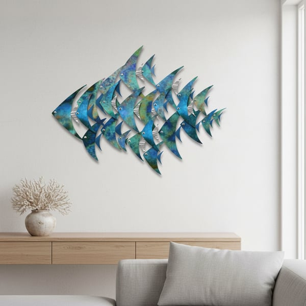  Handcrafted Stainless Steel Fish Wall Art – Vibrant Nautical Decor