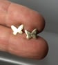 Tiny 9ct yellow gold butterfly stud earrings - Image 2