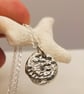 Sterling Silver Molten Pendant with Lab Diamond - Reticulated Coin Necklace - Image 1