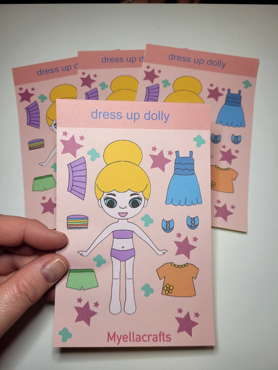 handmade sticker sheet dress up doll