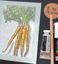 Carrot original wall art, vegetable drawing, small kitchen art - Image 3