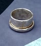 Silver Spinner or Fidget Ring - Textured Sterling Band With Moving Outer Ring  - Image 6