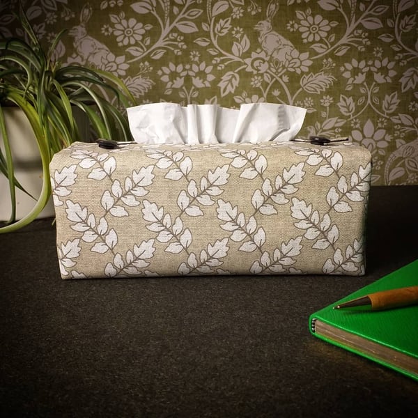 Rectangle Size 'A' Tissue Box Cover - Ash Leaves Oatmeal