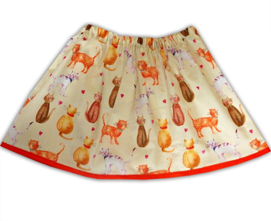 Girl's Cat Skirt, Girls Clothing, Gift for Cat Lover, Toddler Clothing, Cat Gift
