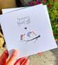 Sea Glass Lovebirds Christmas Card - Handmade Season's Tweetings Card  - Image 3