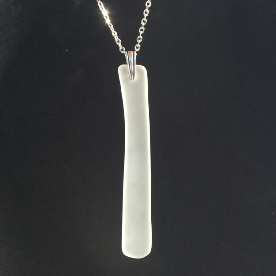Long straight beach glass pendant