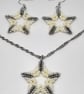 Pearl Ivory Star Necklace and Earrings Set Miyuki Delica Stainless Steel
