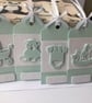 Handmade Pearl shimmer Aquamarine baby gift tags 
