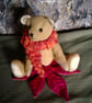Ted, a collectable jointed bear, an Autumnal silk leaf.  - Image 3
