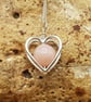 Minimalist pink Opal heart pendant. October birthstone - Image 1