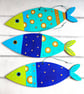 Colourful Wooden fish decorations, hand painted for coastal decor nautical decor