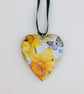 Daffodils hanging heart decoration, wooden mother's day gift