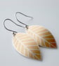 Orange leaf oval earrings - Image 2