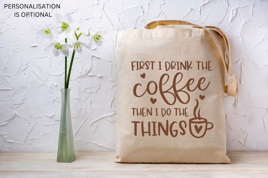 Coffee tote bag, reusable sustainable eco friendly canvas tote bag, Coffee lover