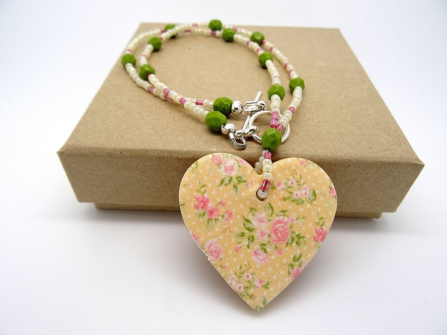 Summer Garden Heart Pendant