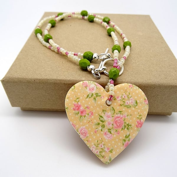 Summer Garden Heart Pendant