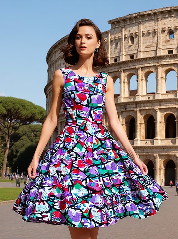 1950s Vintage Retro Rockabilly comic Print dress women's sizes 14-26