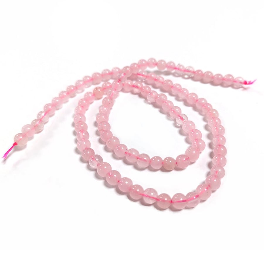 Rose Quartz Pink 4mm Smooth Rounds, Grade A, Natural Authentic Brazilian Gemston