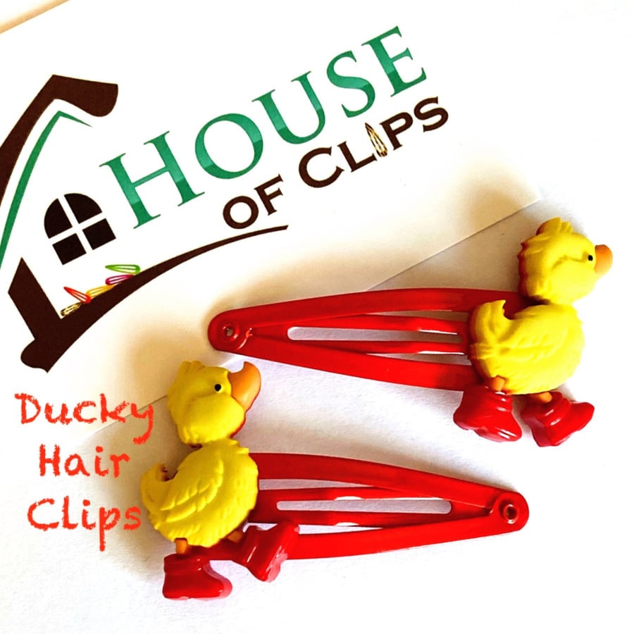 Duck Hair Clips x2 - Duck Barrettes - Duck Non Slip Hair Clips - Fun Hair Clips 