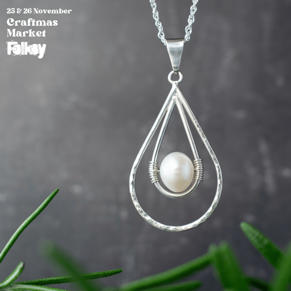 Sterling Silver & Pearl Teardrop Necklace - Letterbox Gift