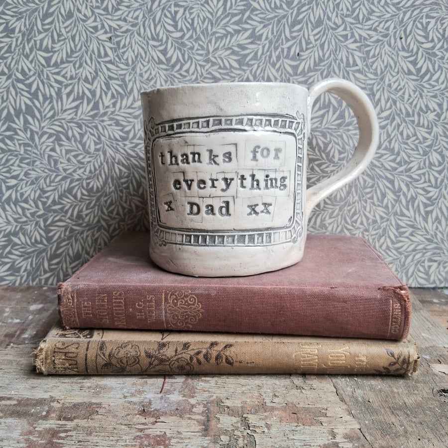 Ceramic handmade coffee mug  personalised message