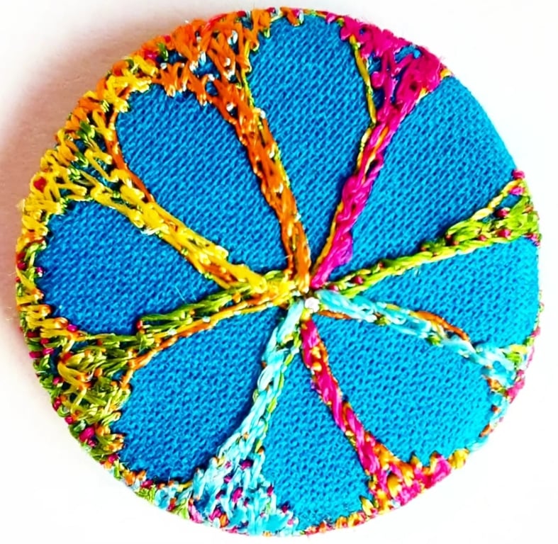 Buttons 1 inch button Hand Dyed Silks and Cottons Free Machine Embroidery Button