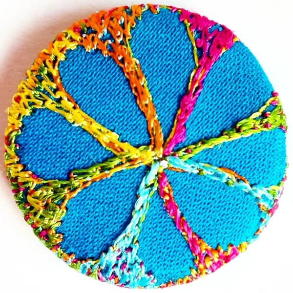 Buttons 1 inch button Hand Dyed Silks and Cottons Free Machine Embroidery Button