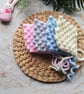 Crochet Bobble Pixie Bonnet, Hat. Silver Grey 0-3 months - Image 2