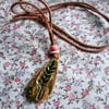 ceramic necklace pendant handmade- green drop
