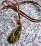 ceramic necklace pendant handmade- green drop