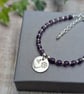 Amethyst Bracelet with Silver Dandelion Disc Charm - JBJ5029