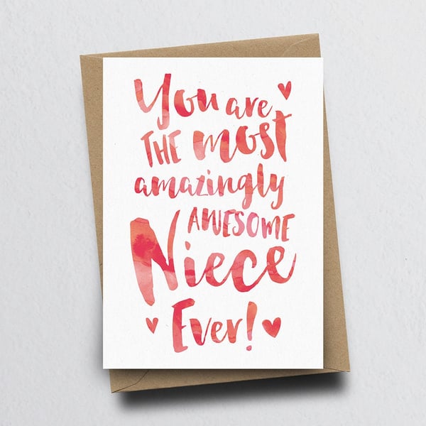 The Most Amazingly Awesome Niece Greeting Card - Thank You, Niece Birthday Card