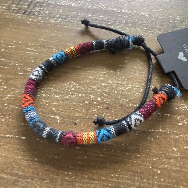 Multicolor Woven Adjustable Cord Bracelet