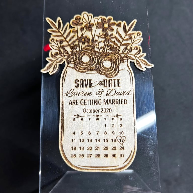 Save The Date Wooden engraved cards