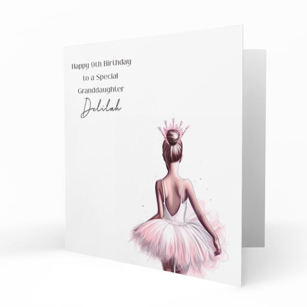 Personalised Birthday Card, Female, Granddaughter, Ballet, Ballerina C195