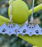 HALLOWEEN BAT EARRINGS white cute bat drop bar - Image 6