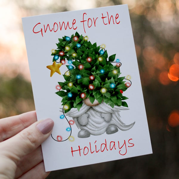 Gnome For The Holidays Christmas Card, Custom Christmas Card, Personalized Card 